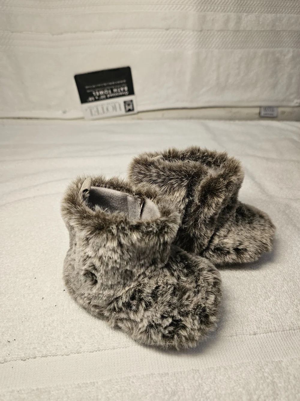 Faux Fur Baby Booties - Taupe Brown Plush Booties